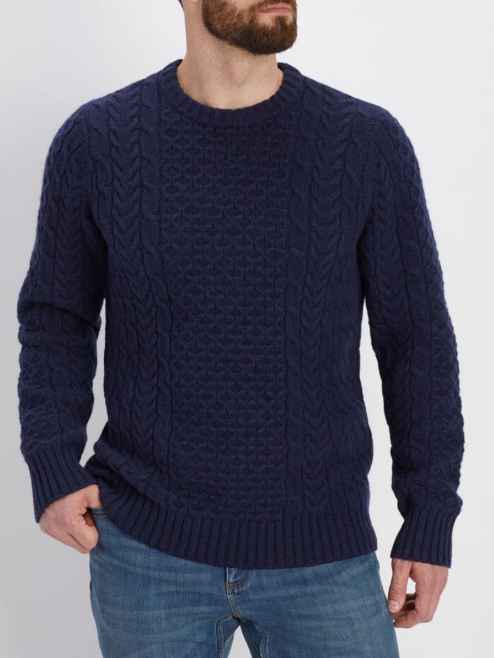 Duluth Shetland Wool Cable Sweater Navy XL